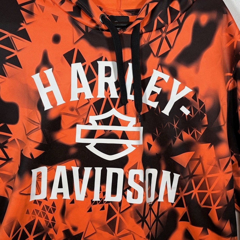 Harley-Davidson Smith Brothers Orange Black Graphic Pullover Hoodie Size L - Picture 2 of 9